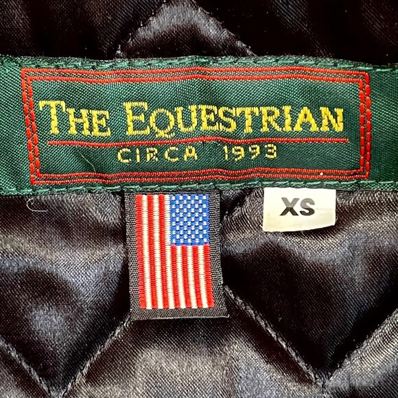 Vtg The Equestrian Jacket Womens Wool Leather Navy Barn Chore Coat Moth Holes XS - Picture 11 of 12